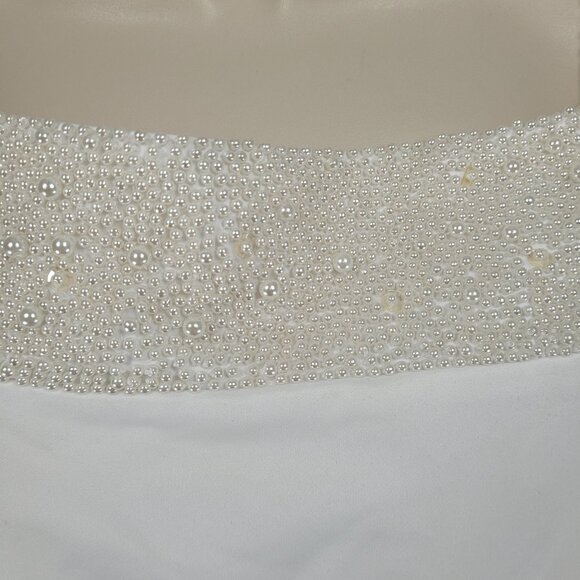 Alfred Angelo White Pearl Beaded Train Bridal A-Line #1973 Wedding Dress Gown 16 - Picture 11 of 16